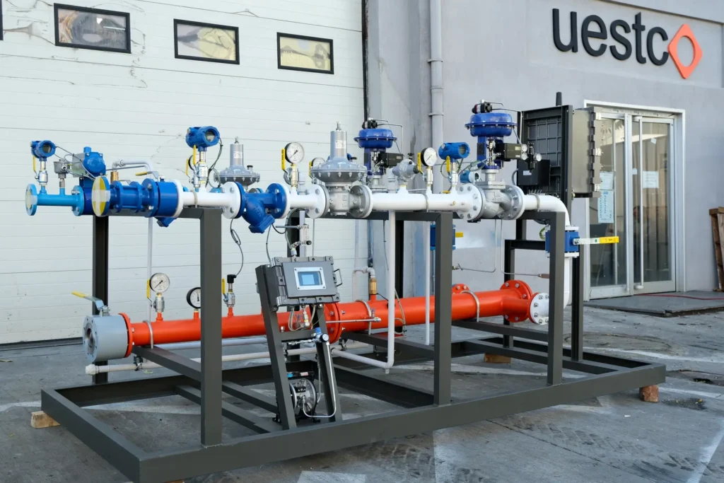 uestco lpg air mixer blender in front of uestco workshop